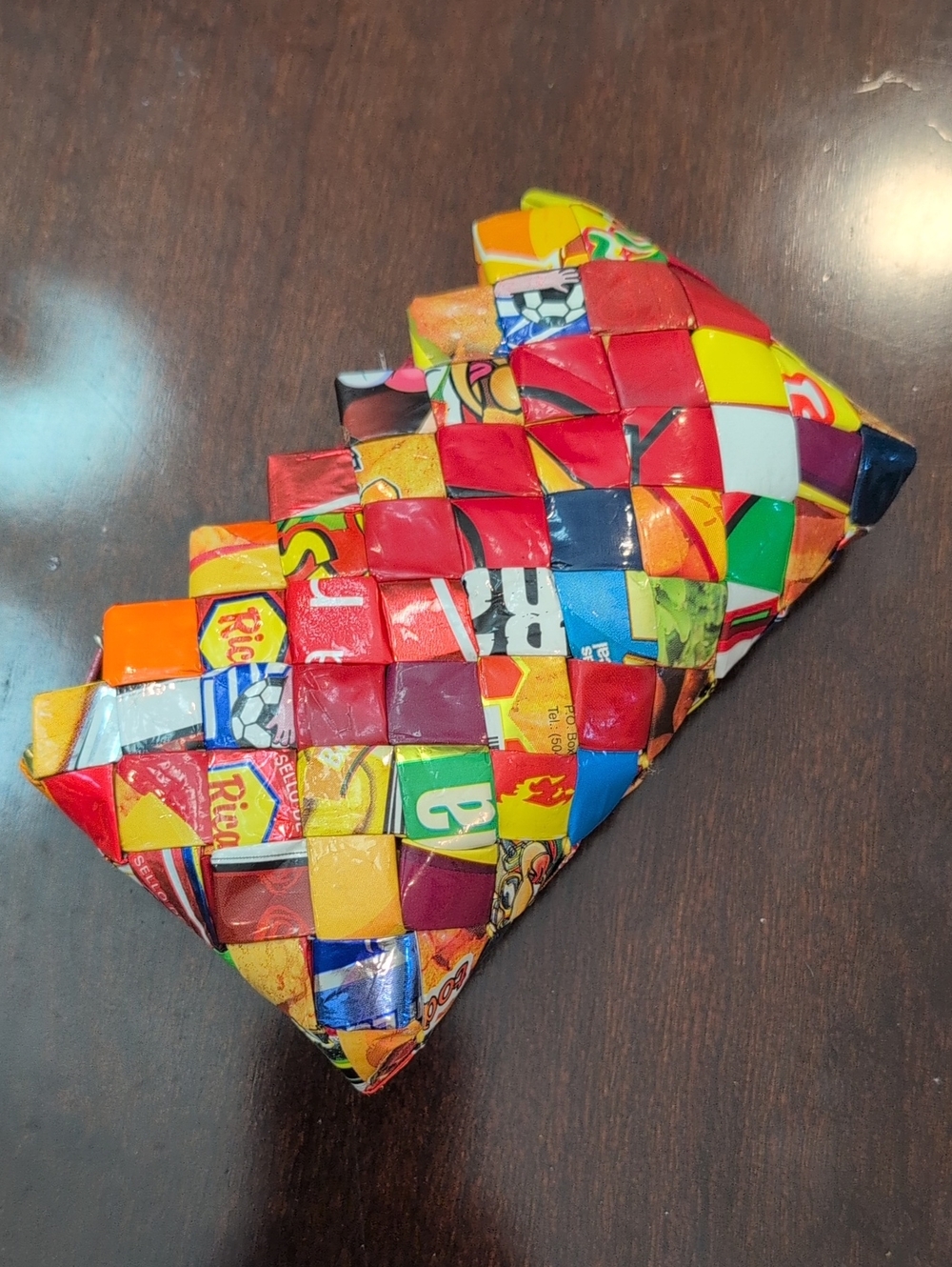 Handwoven Recycled Snack Wrapper Clutch - Multicolor